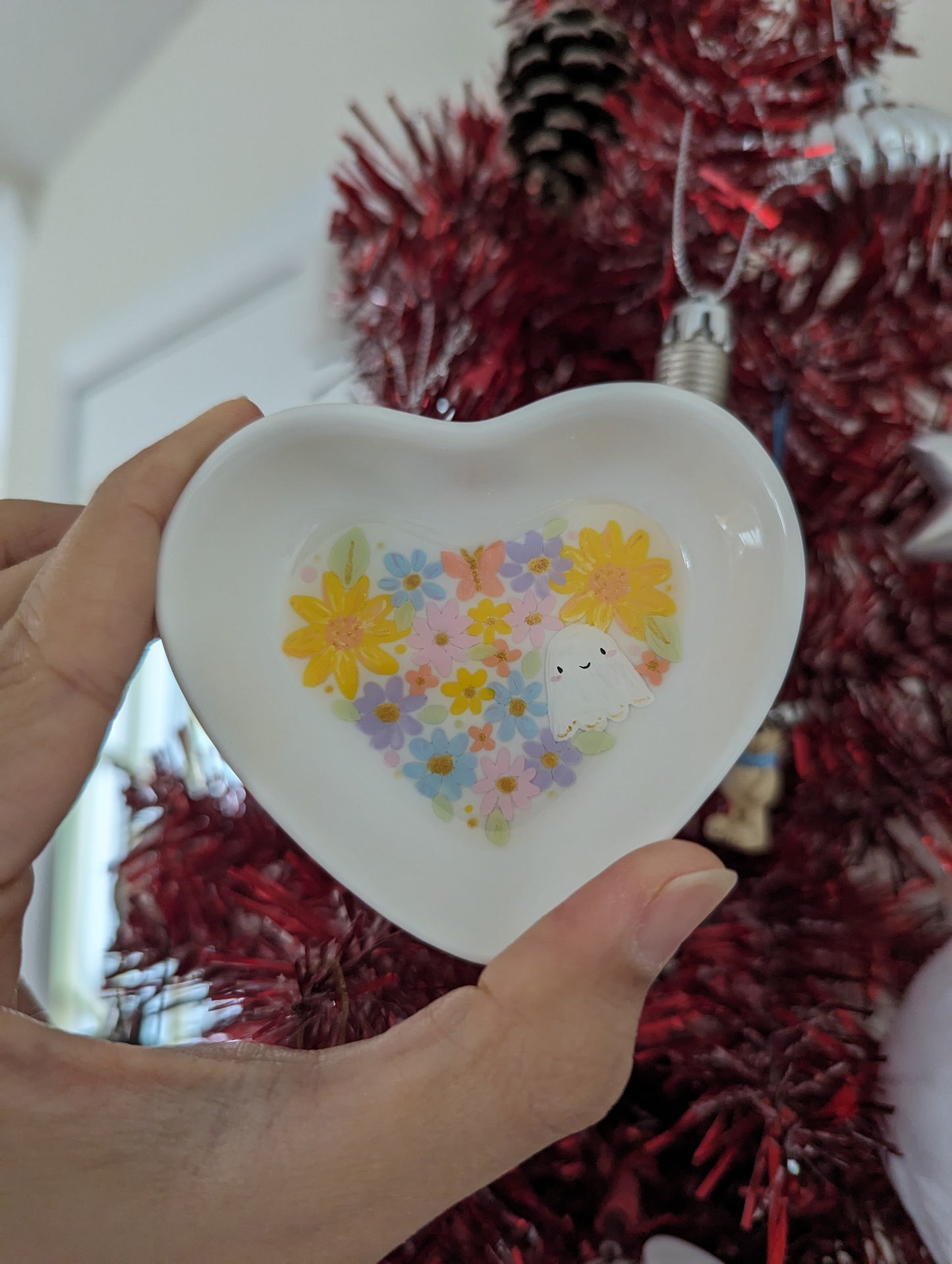 Hand painted Heart Trinket Tray