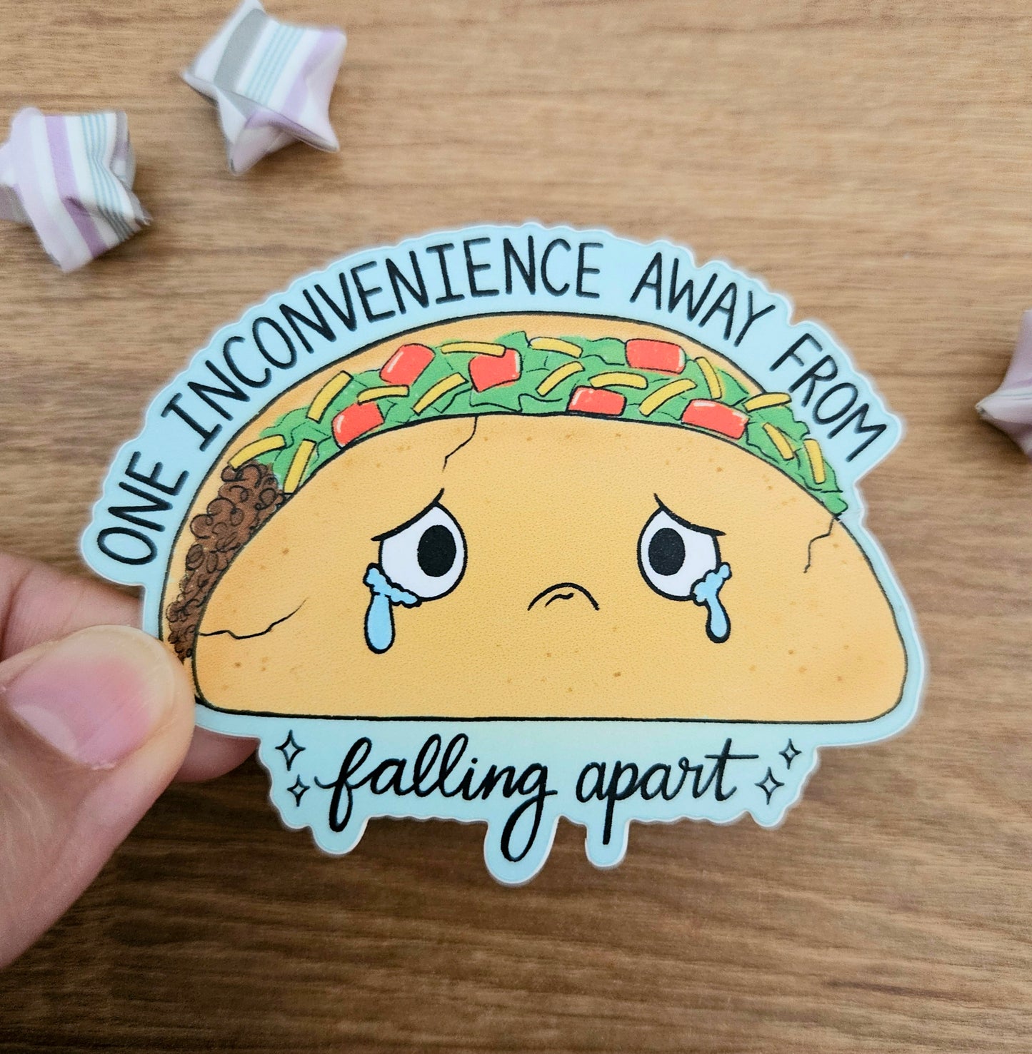 One Inconvenience Away From Falling Apart Vinyl Sticker