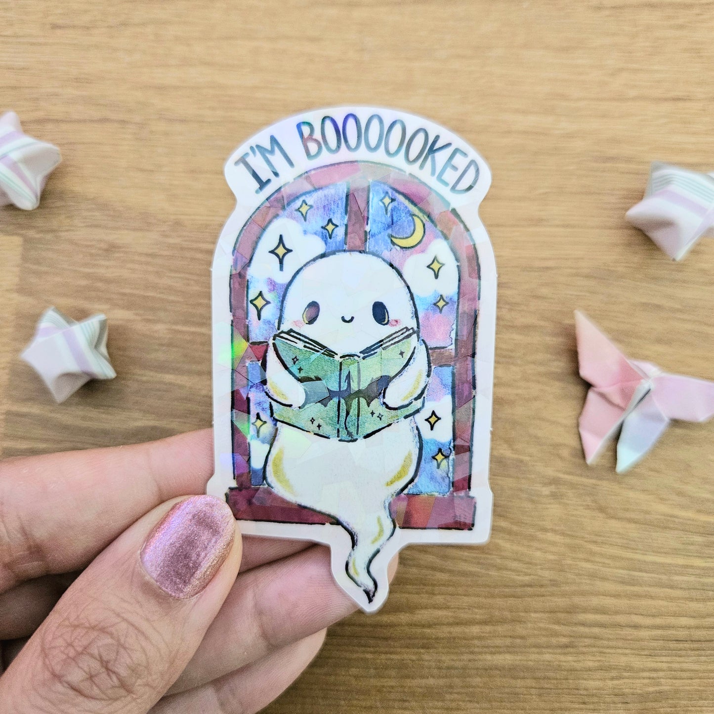 I'm Boooooked Holo Vinyl Sticker