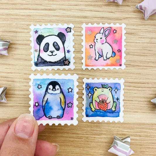 Mini Animal Watercolor Stamp Stickers SET 1 (set of 4)