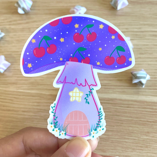 Starry Cherry Gnome House Sticker