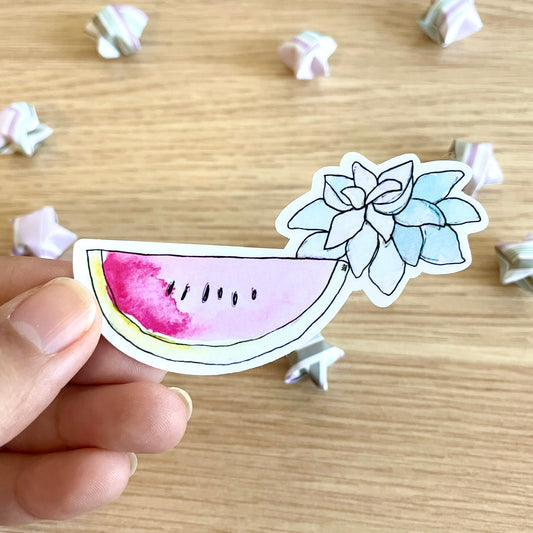 Watermelon Cactus Slice Watercolor Sticker