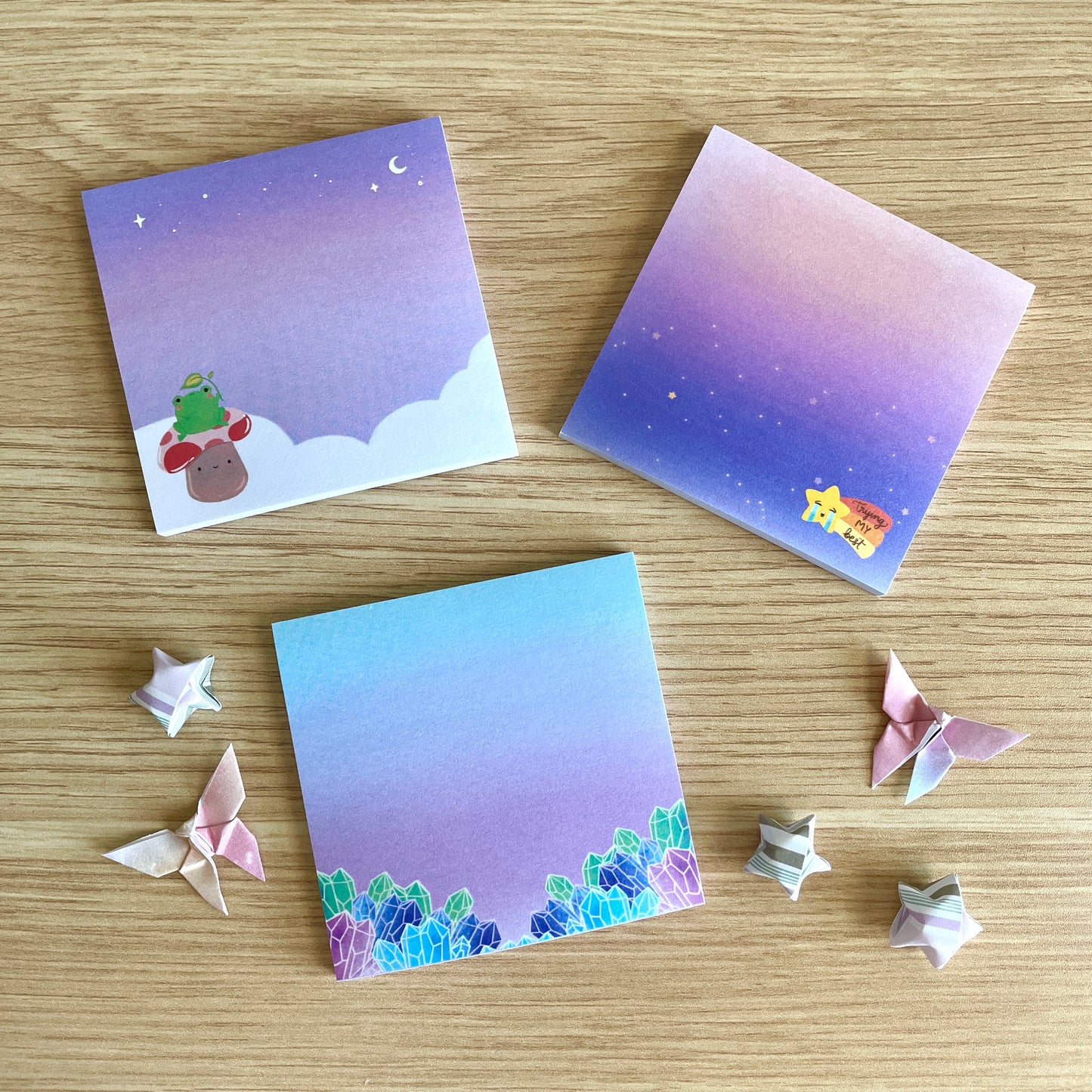 Frog and Mushroom Sticky Notes