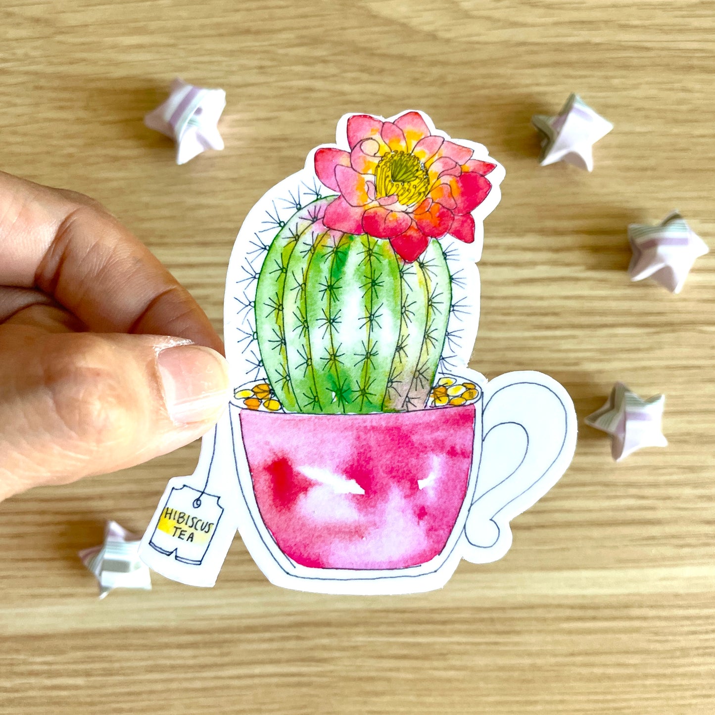 Flying Saucer Hibiscus Tea Watercolor Sticker