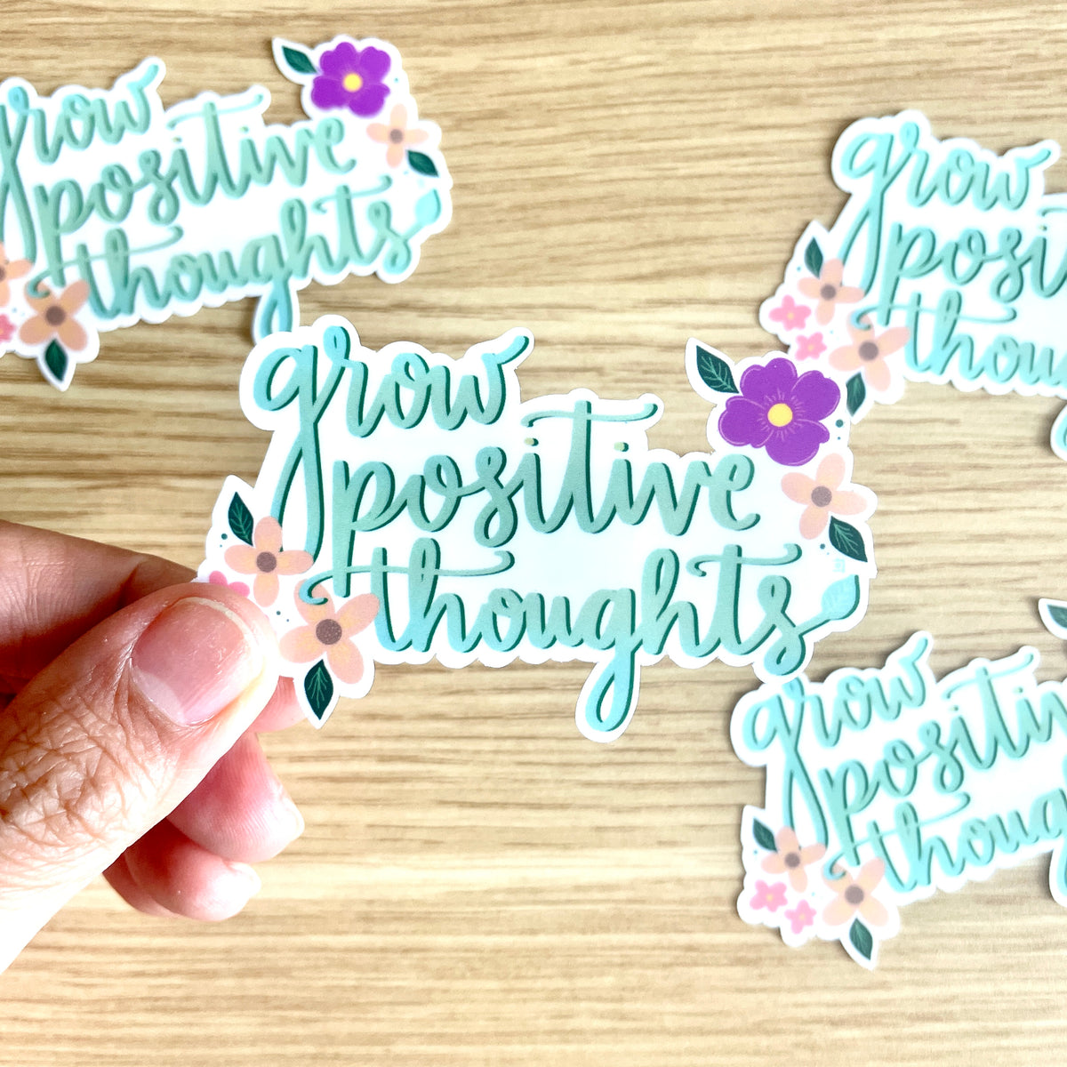 Positive Sticker Growing Grow Positive Thoughts Vinyl Sticker – Jem and Cozy