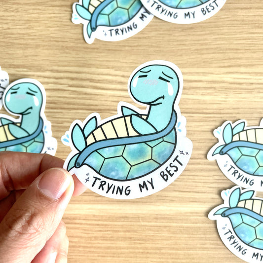 Trying My Best Turtle Vinyl Sticker