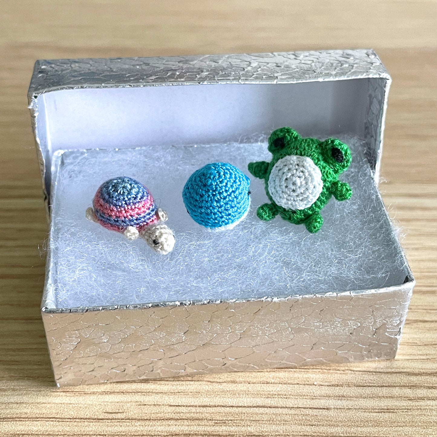 Micro Crochet Baby Frog with Knife
