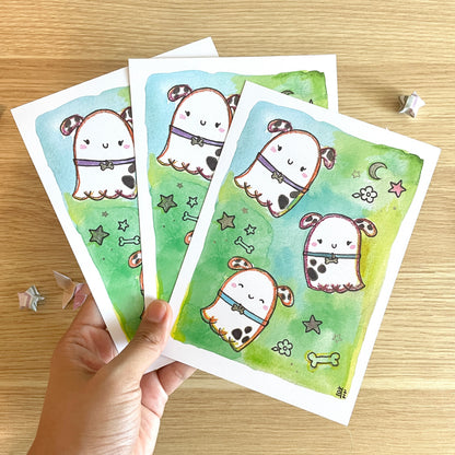TO BE DISCONTINUED SALE: Dalmation Ghosties Watercolor Print(5x7")
