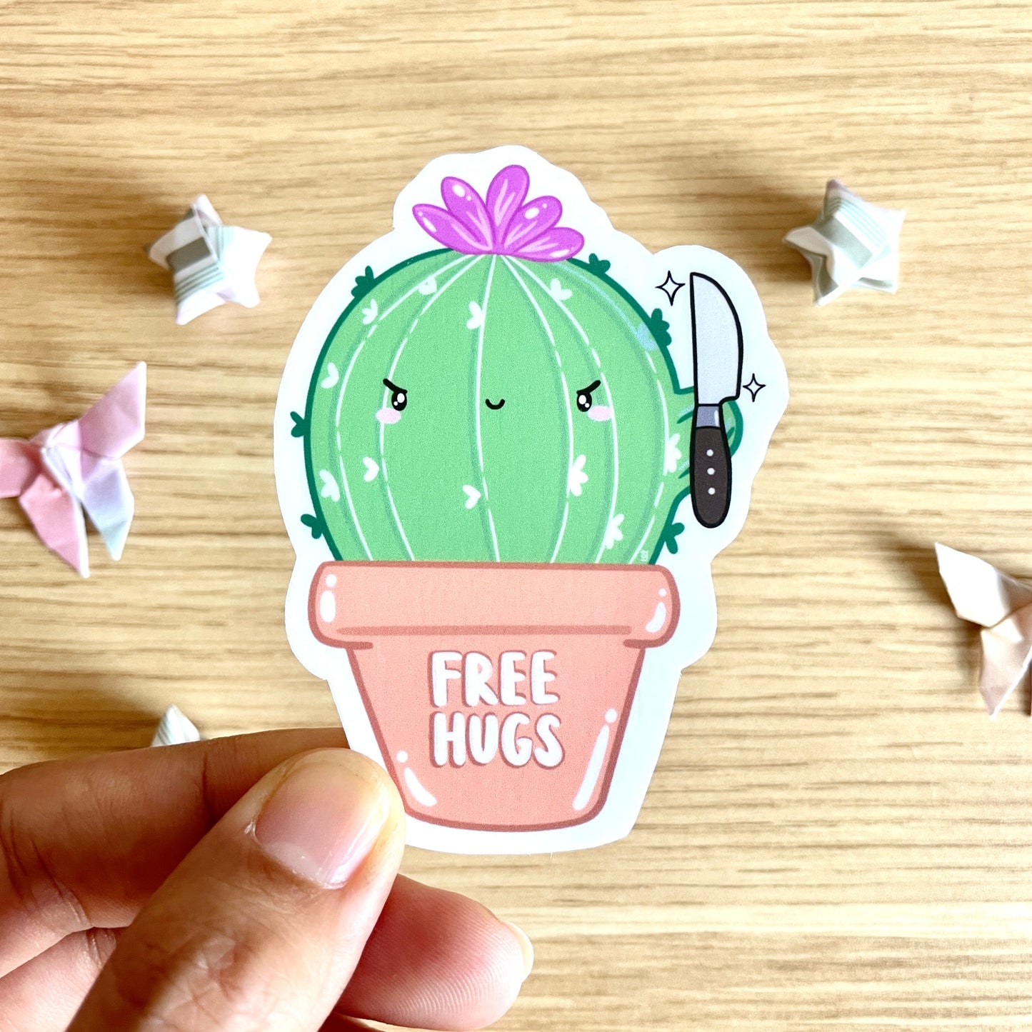 Free Hugs Cactus Vinyl Sticker
