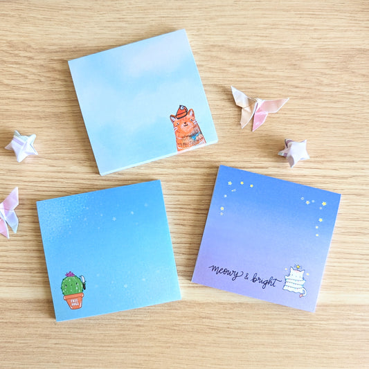 Meowy and Bright Kitty Sticky Notes