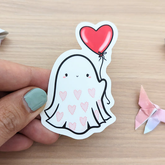 Heart Ghost with Balloon Sticker