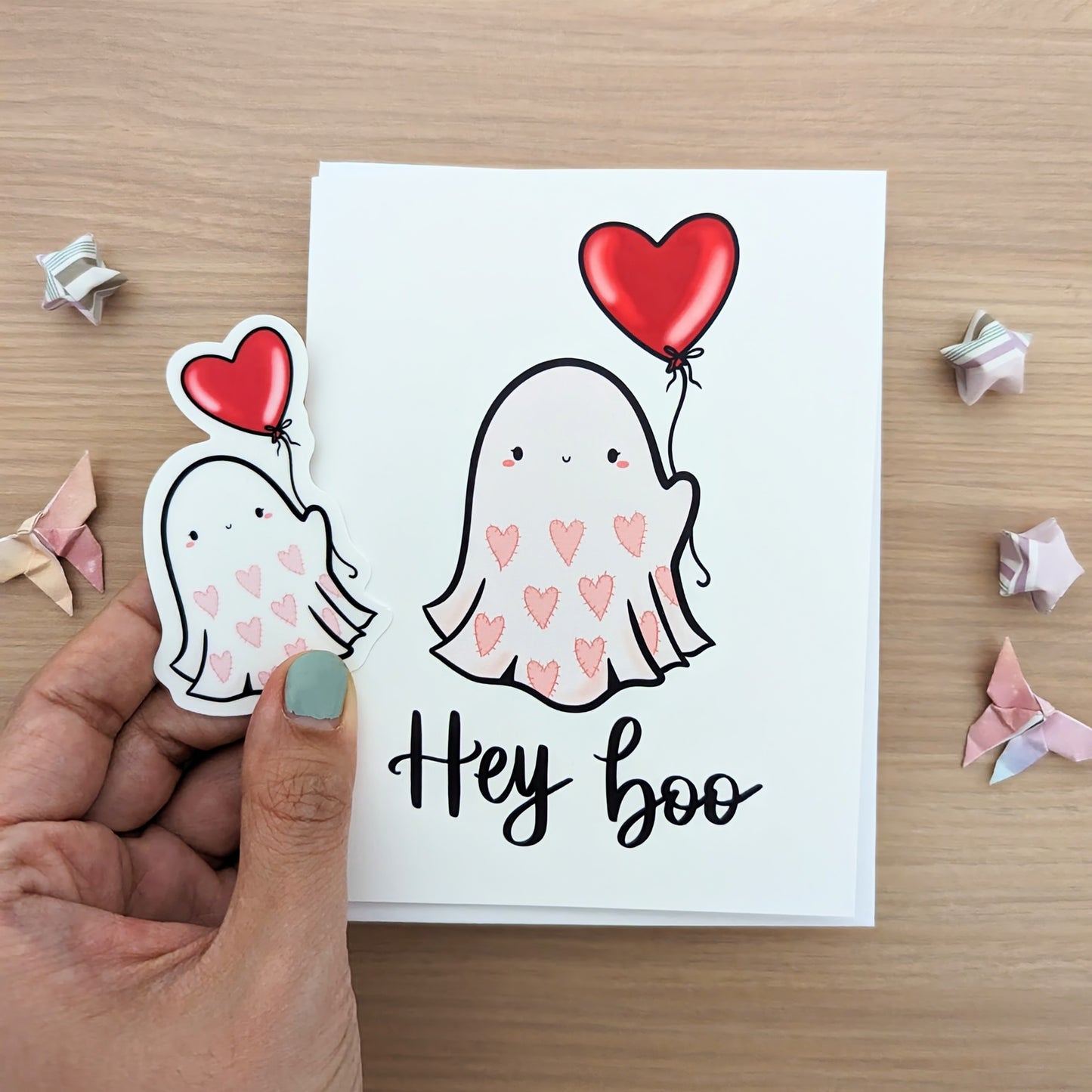 Heart Balloon Ghostie Vinyl Sticker