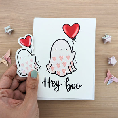 Heart Balloon Ghostie Vinyl Sticker