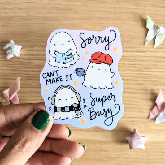 Sorry Can't Make It Super Busy Vinyl Sticker