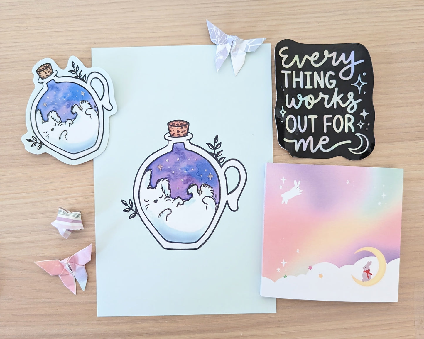 Aurora Lunar Bunny Sticky Notes
