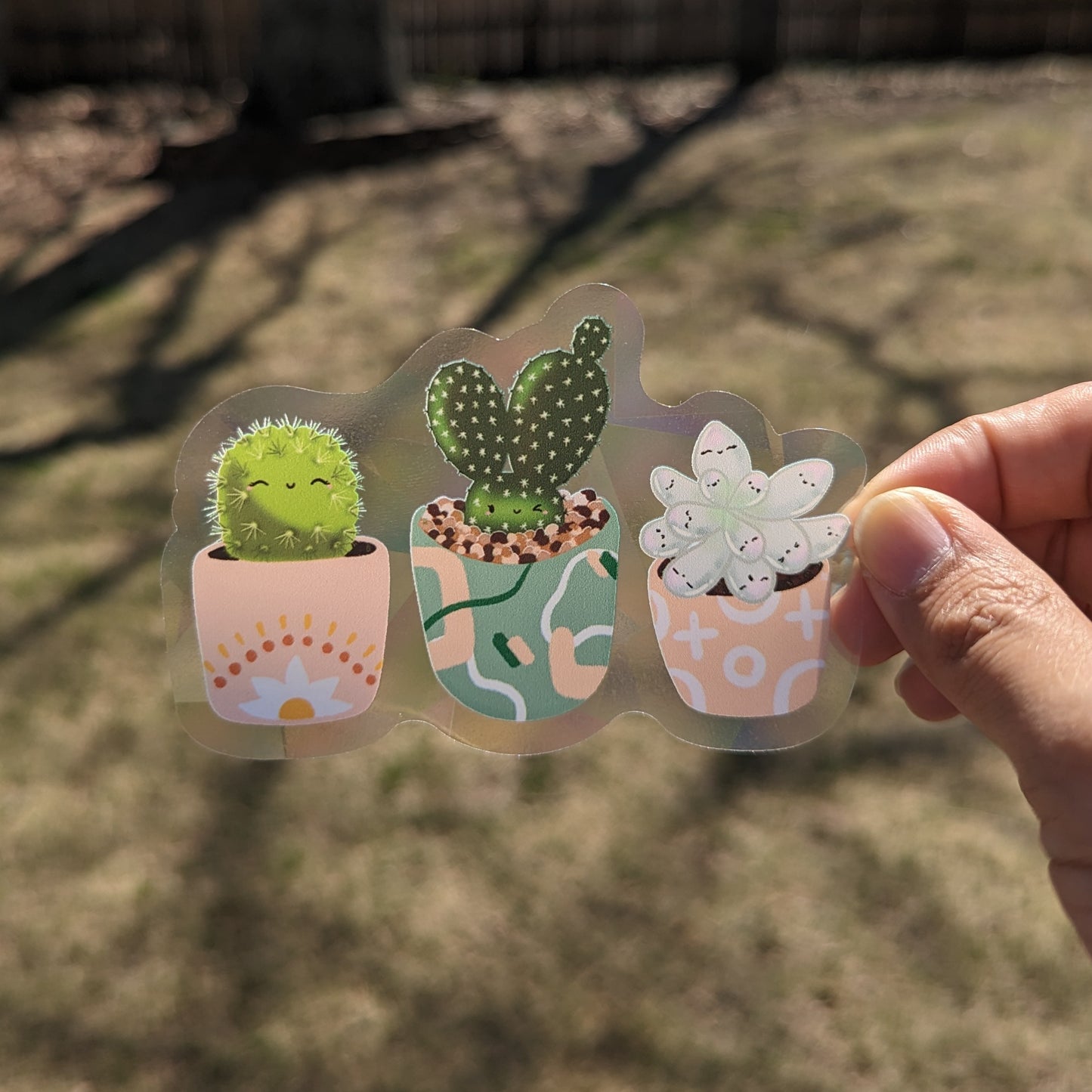 Smiling Succulents Rainbow Decal Suncatcher