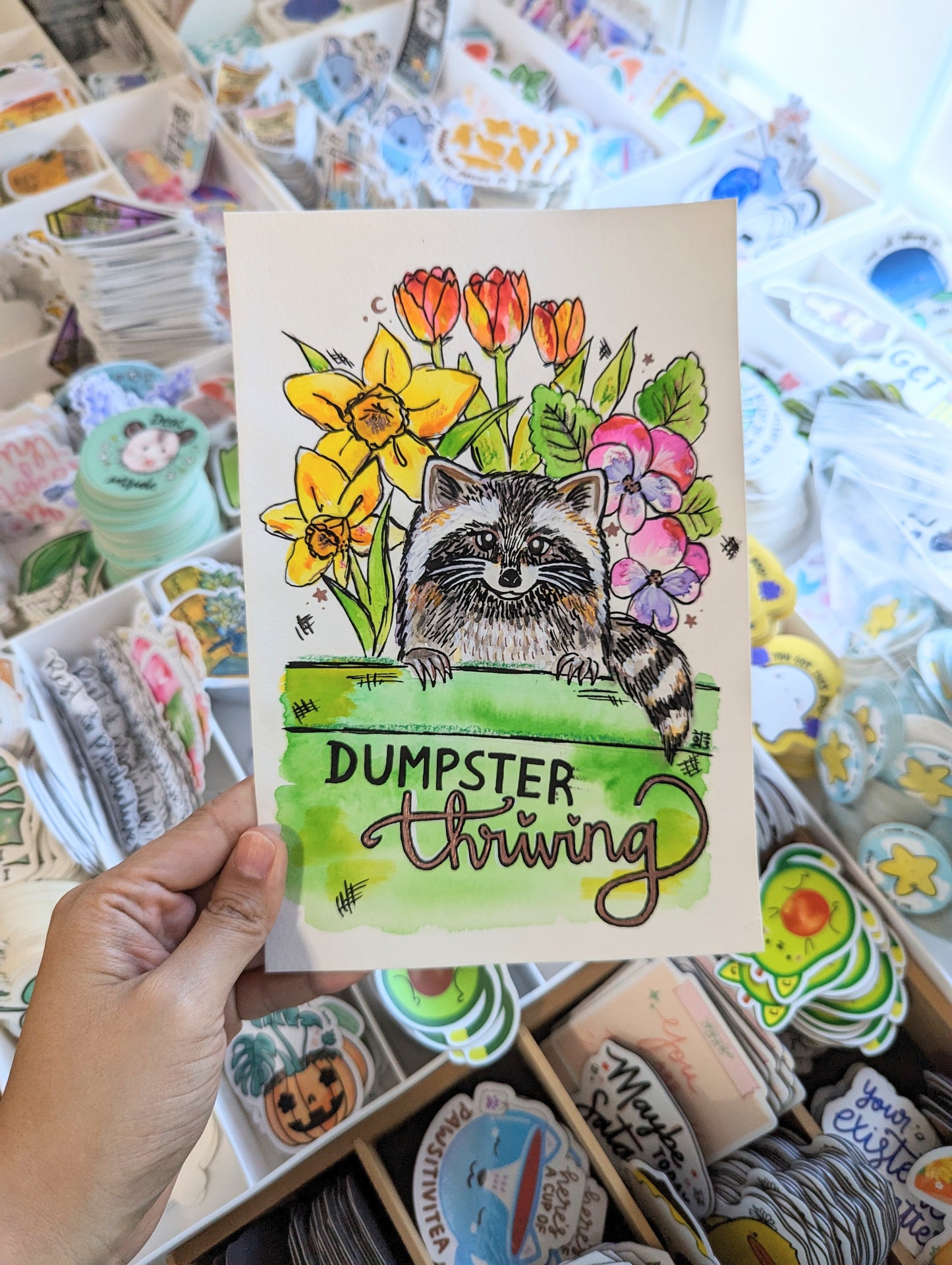 Dumpster Thriving Watercolor Original Art
