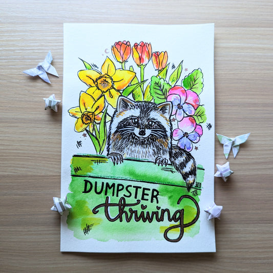 Dumpster Thriving Watercolor Original Art