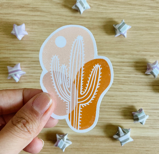 Earthy Boho Cactus Sticker