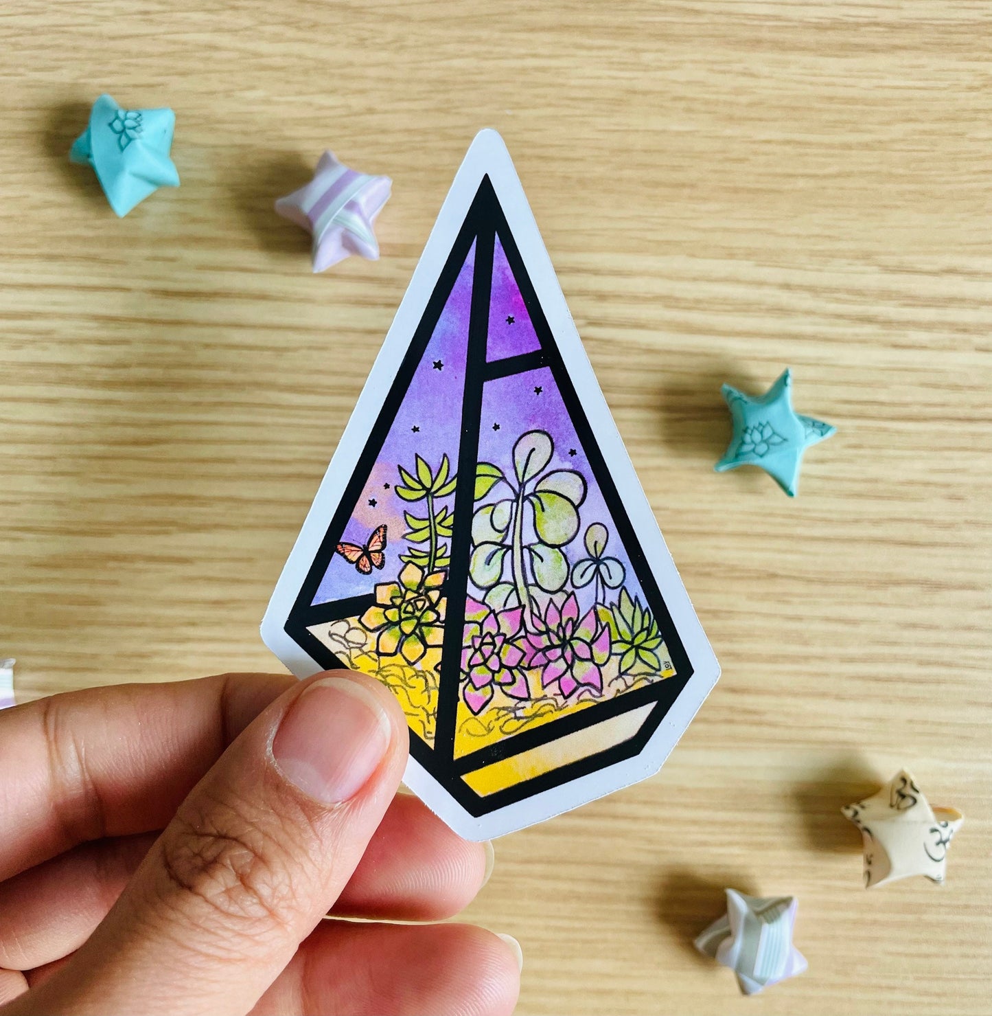 Starry Succulent Terrarium Vinyl Sticker