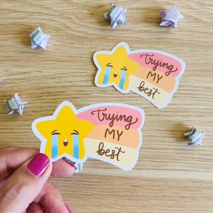Trying My Best Shooting Star Vinyl Sticker