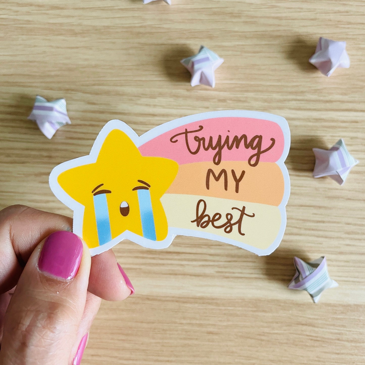 Trying My Best Shooting Star Vinyl Sticker