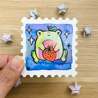 Starry Frog Stamp Watercolor Sticker