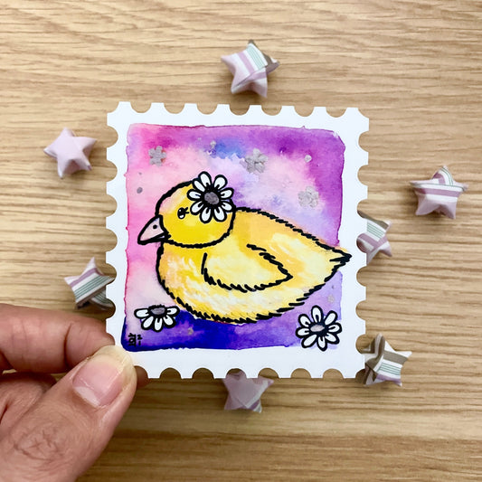 Starry Ducky Stamp Watercolor Sticker