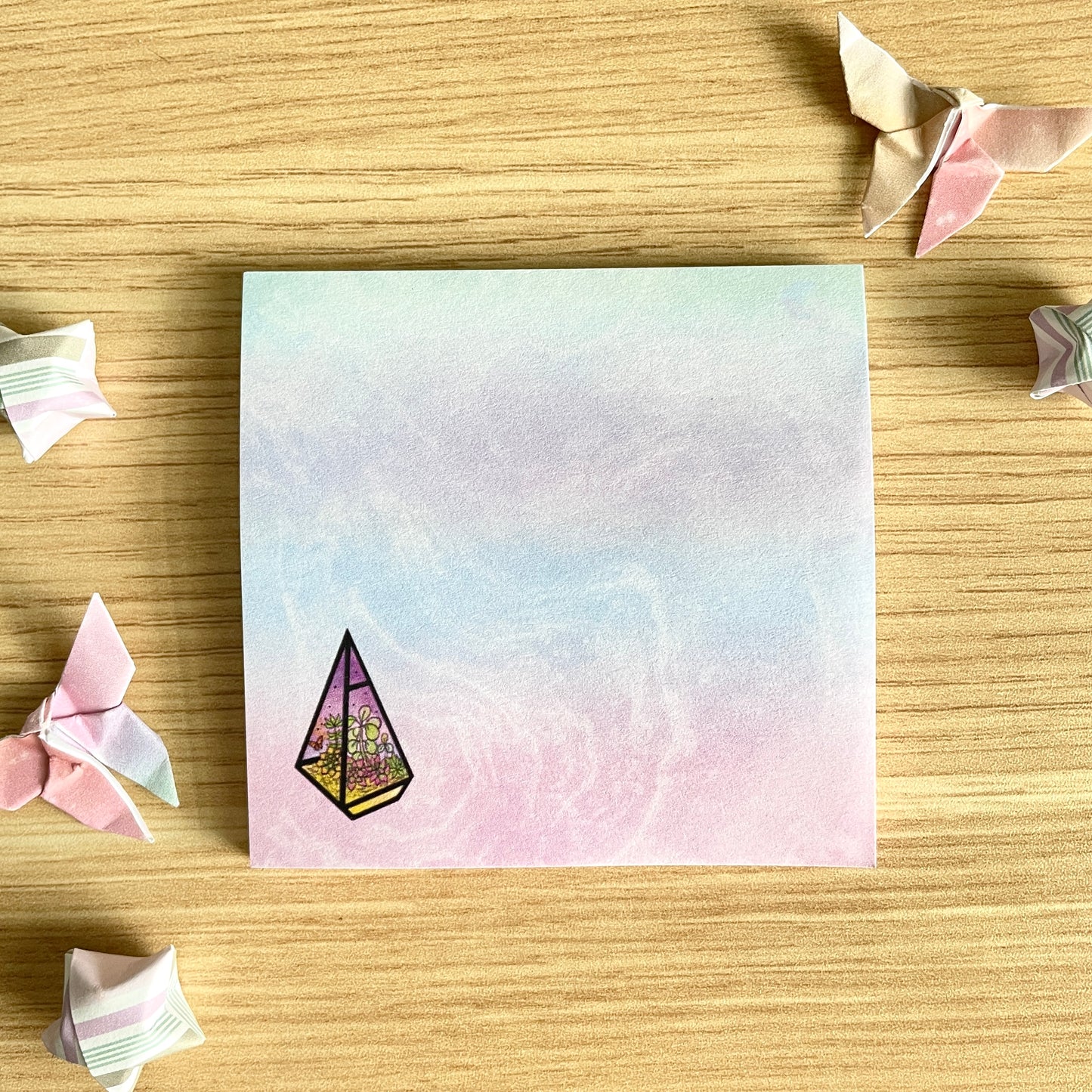 Starry Succulent Terrarium Marbled Sticky Notes